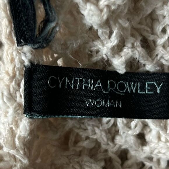 Cynthia Rowley Women’s Cream Knit Open Front Hooded Cardigan Sweater Medium - Picture 4 of 12